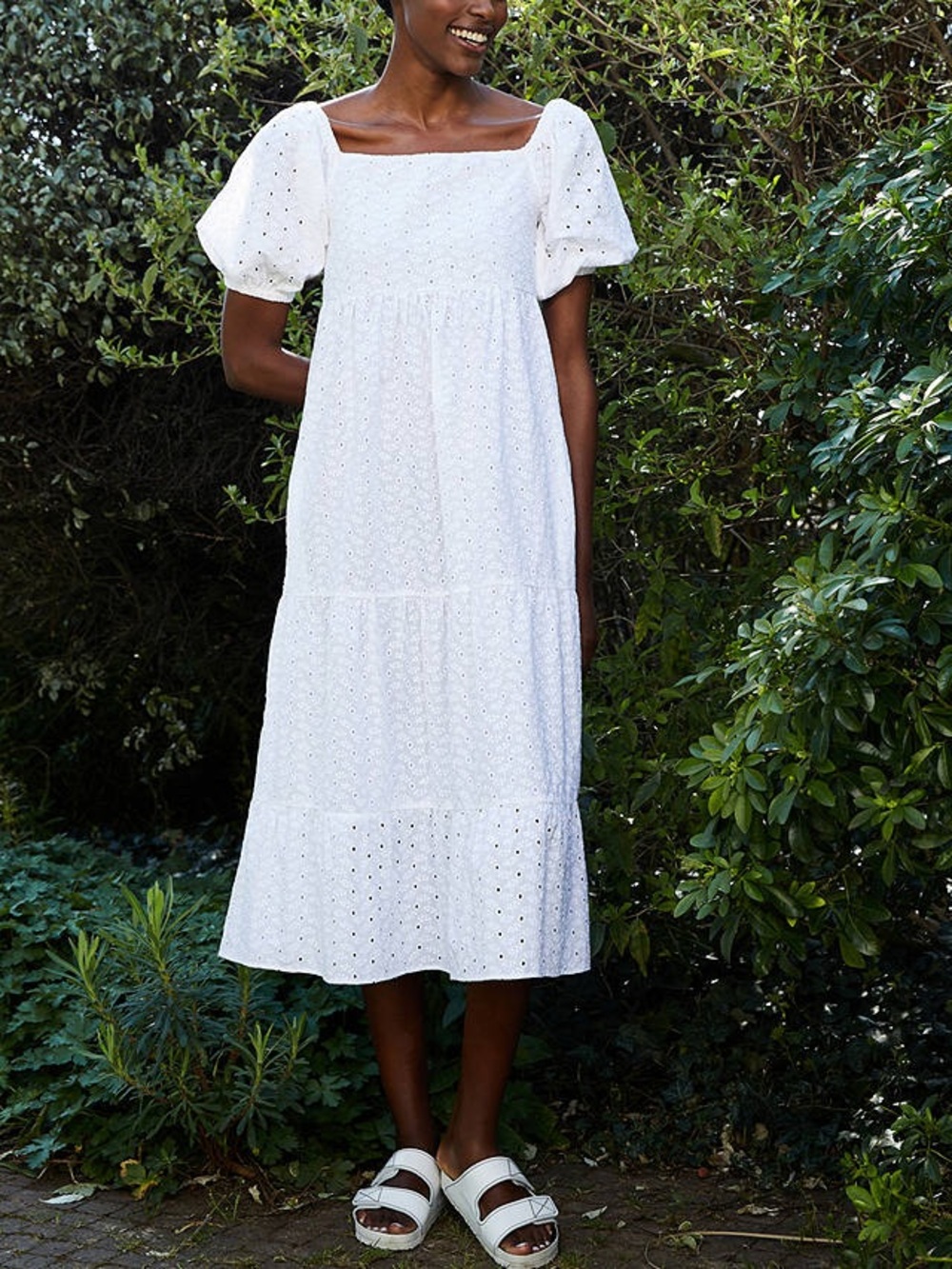 NWT Buddy Love embroidered eyelet maxi dress midi puff sleeve short posie bridal